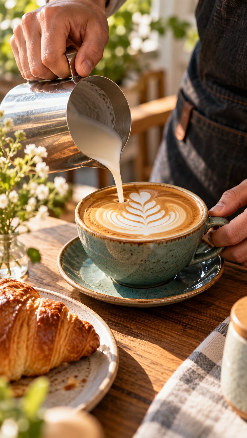Example frame of latte art at a café